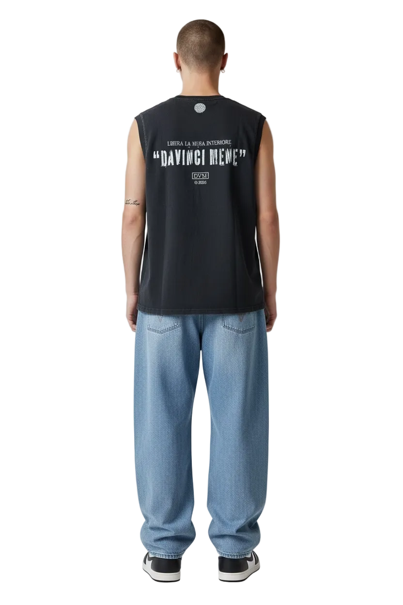 LEONARDO DA VINCI GRAPHIC SLEEVELESS - CHARCOAL