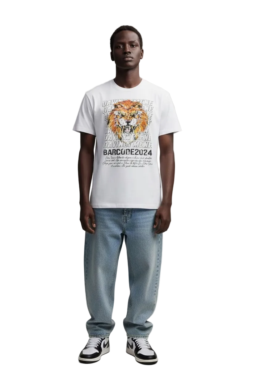 FEARLESS LION OVERSIZED GRAPHIC TEE - WHITE