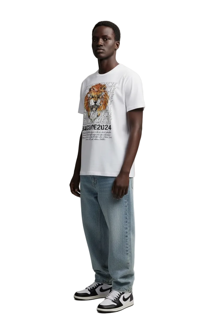 FEARLESS LION OVERSIZED GRAPHIC TEE - WHITE