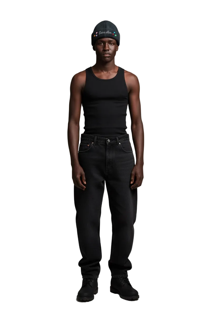 RHINESTONE EMBELLISHED BEANIE - BLACK