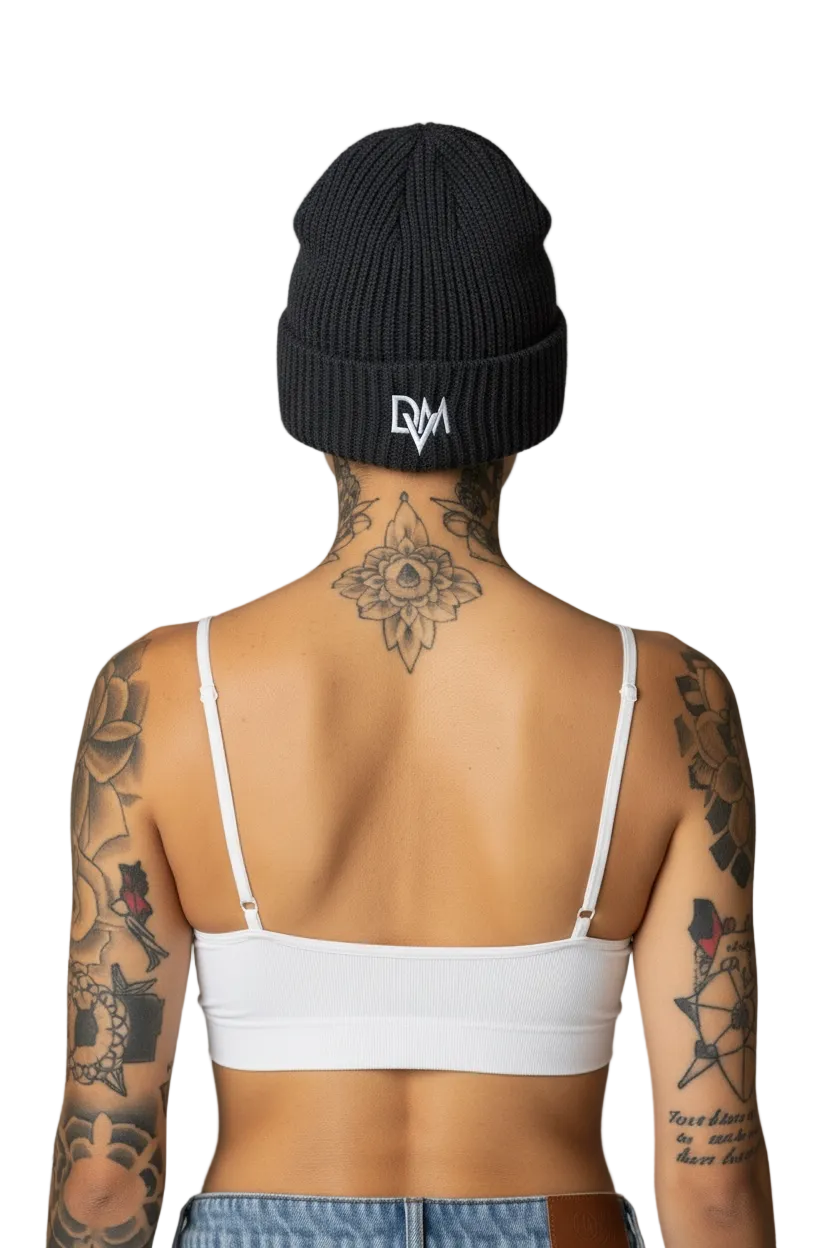 RHINESTONE EMBELLISHED BEANIE - BLACK